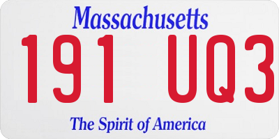 MA license plate 191UQ3