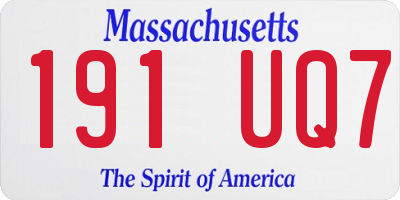 MA license plate 191UQ7