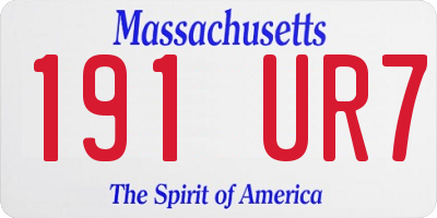 MA license plate 191UR7