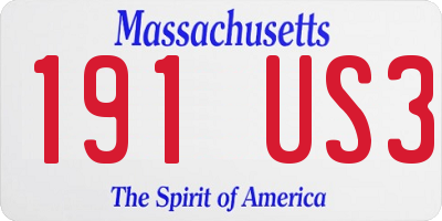 MA license plate 191US3