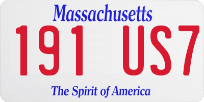MA license plate 191US7