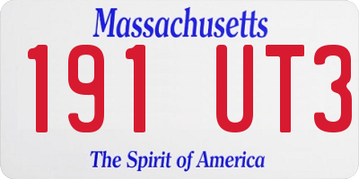 MA license plate 191UT3
