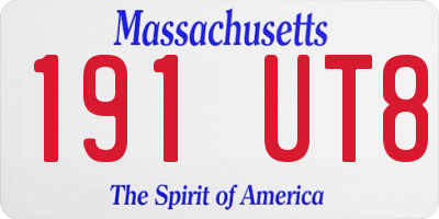MA license plate 191UT8