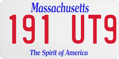 MA license plate 191UT9
