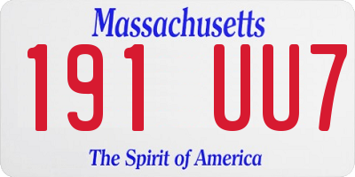 MA license plate 191UU7