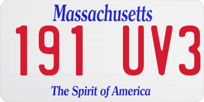 MA license plate 191UV3