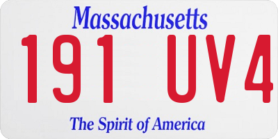 MA license plate 191UV4