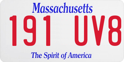 MA license plate 191UV8