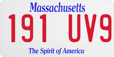 MA license plate 191UV9