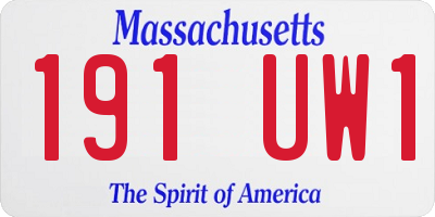 MA license plate 191UW1