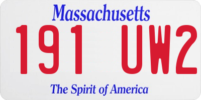 MA license plate 191UW2