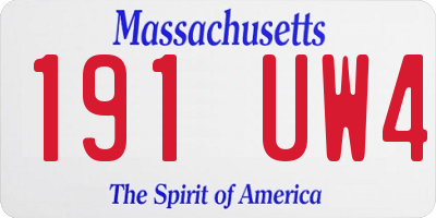 MA license plate 191UW4