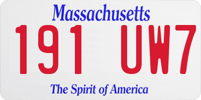 MA license plate 191UW7