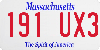 MA license plate 191UX3