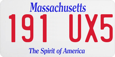 MA license plate 191UX5