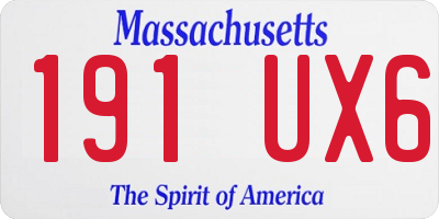 MA license plate 191UX6