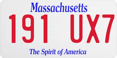 MA license plate 191UX7