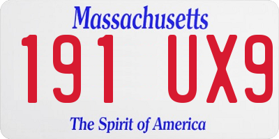 MA license plate 191UX9
