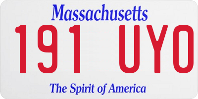 MA license plate 191UY0
