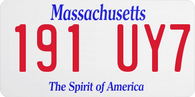 MA license plate 191UY7