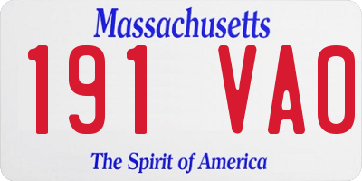 MA license plate 191VA0