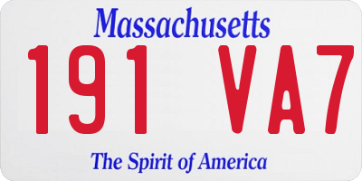 MA license plate 191VA7