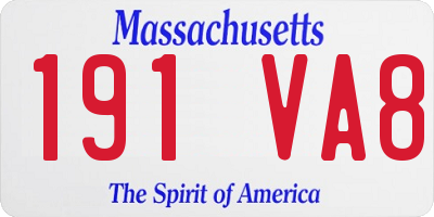 MA license plate 191VA8