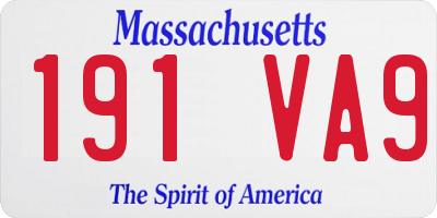 MA license plate 191VA9