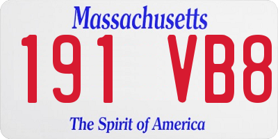 MA license plate 191VB8