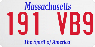 MA license plate 191VB9
