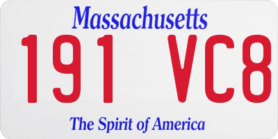 MA license plate 191VC8