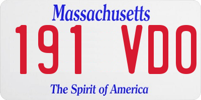 MA license plate 191VD0