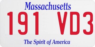 MA license plate 191VD3