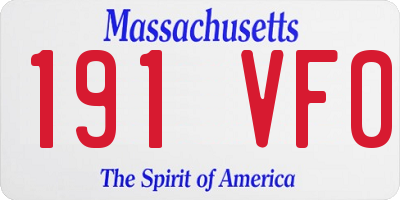 MA license plate 191VF0