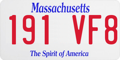 MA license plate 191VF8