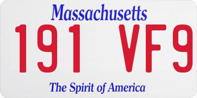 MA license plate 191VF9