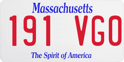 MA license plate 191VG0