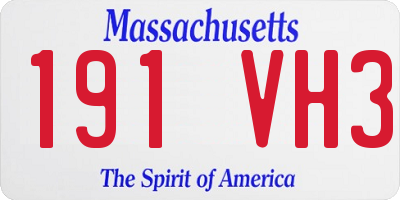 MA license plate 191VH3
