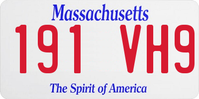 MA license plate 191VH9
