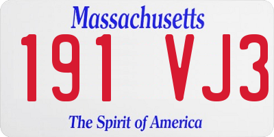 MA license plate 191VJ3