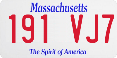 MA license plate 191VJ7