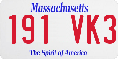 MA license plate 191VK3