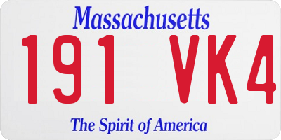 MA license plate 191VK4