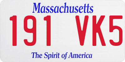 MA license plate 191VK5