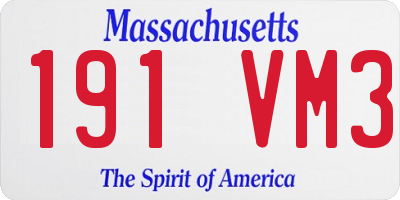 MA license plate 191VM3