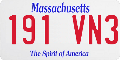 MA license plate 191VN3
