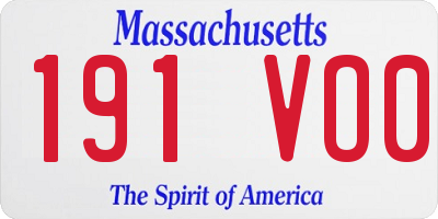 MA license plate 191VO0