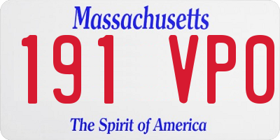 MA license plate 191VP0