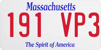 MA license plate 191VP3