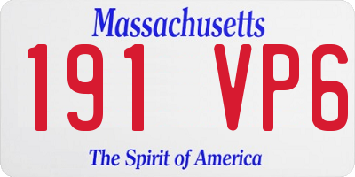 MA license plate 191VP6